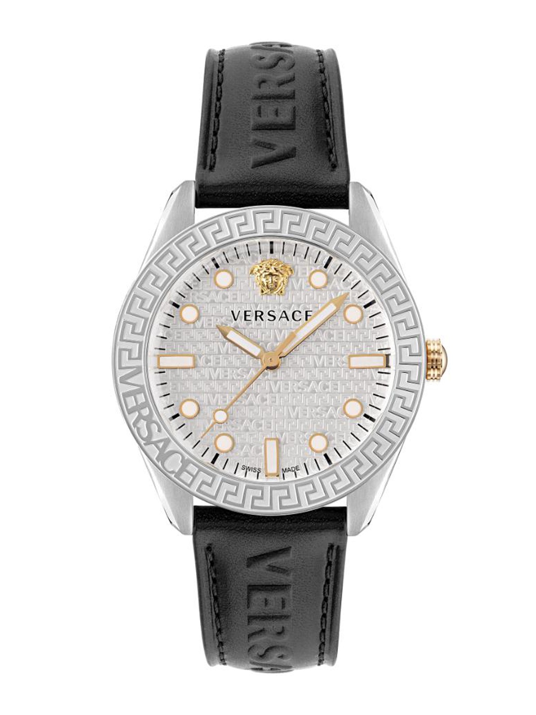 

Versace Men Leather Straps Analogue Watch VE2T00122, Silver
