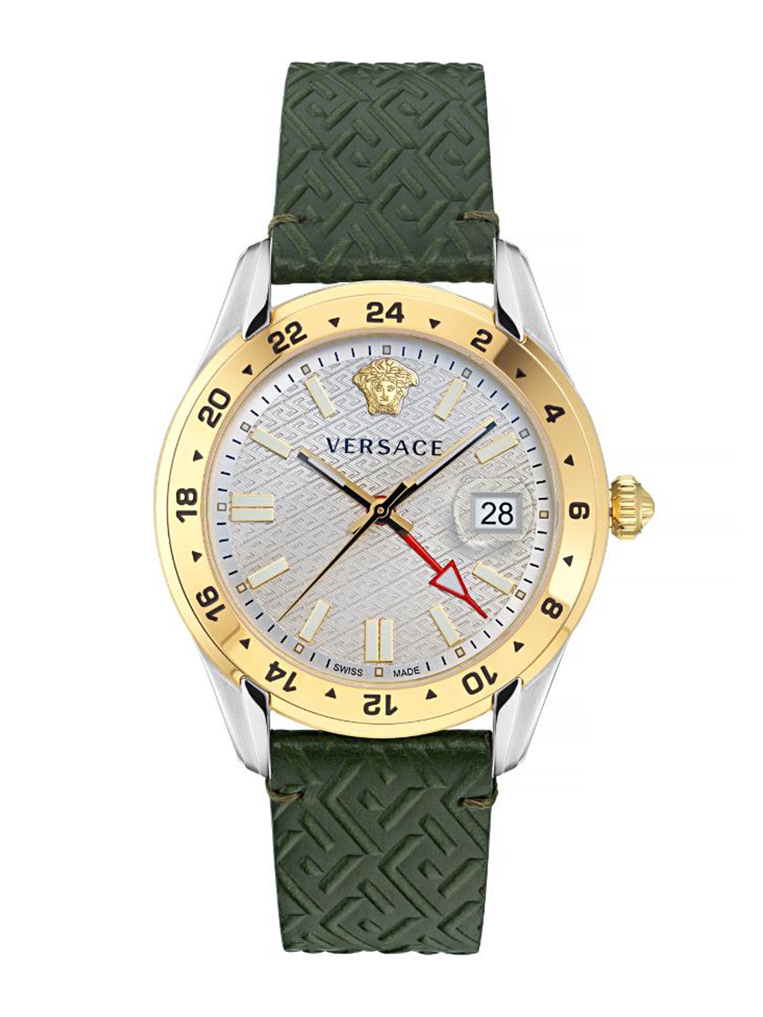 

Versace Men Leather Straps Analogue Watch VE7C00223, Silver