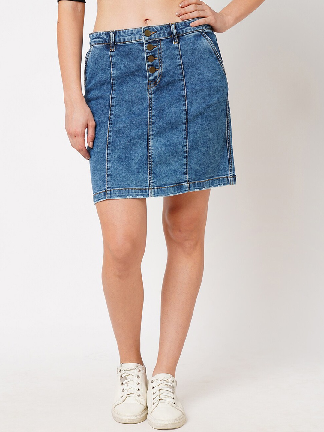 

Mast & Harbour A-Line Mini Skirt, Blue