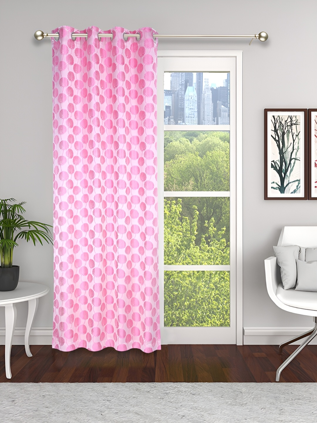 

THE CONVERSION Pink Floral Long Door Curtain