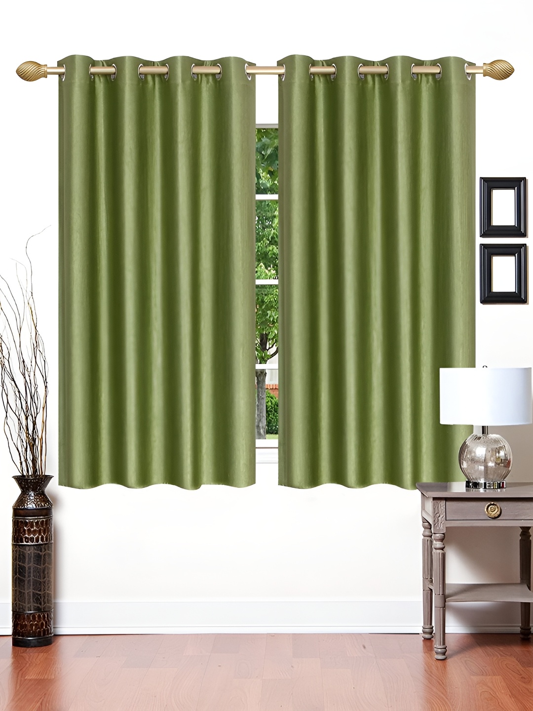 

THE CONVERSION Green 2 Pieces Window Curtain