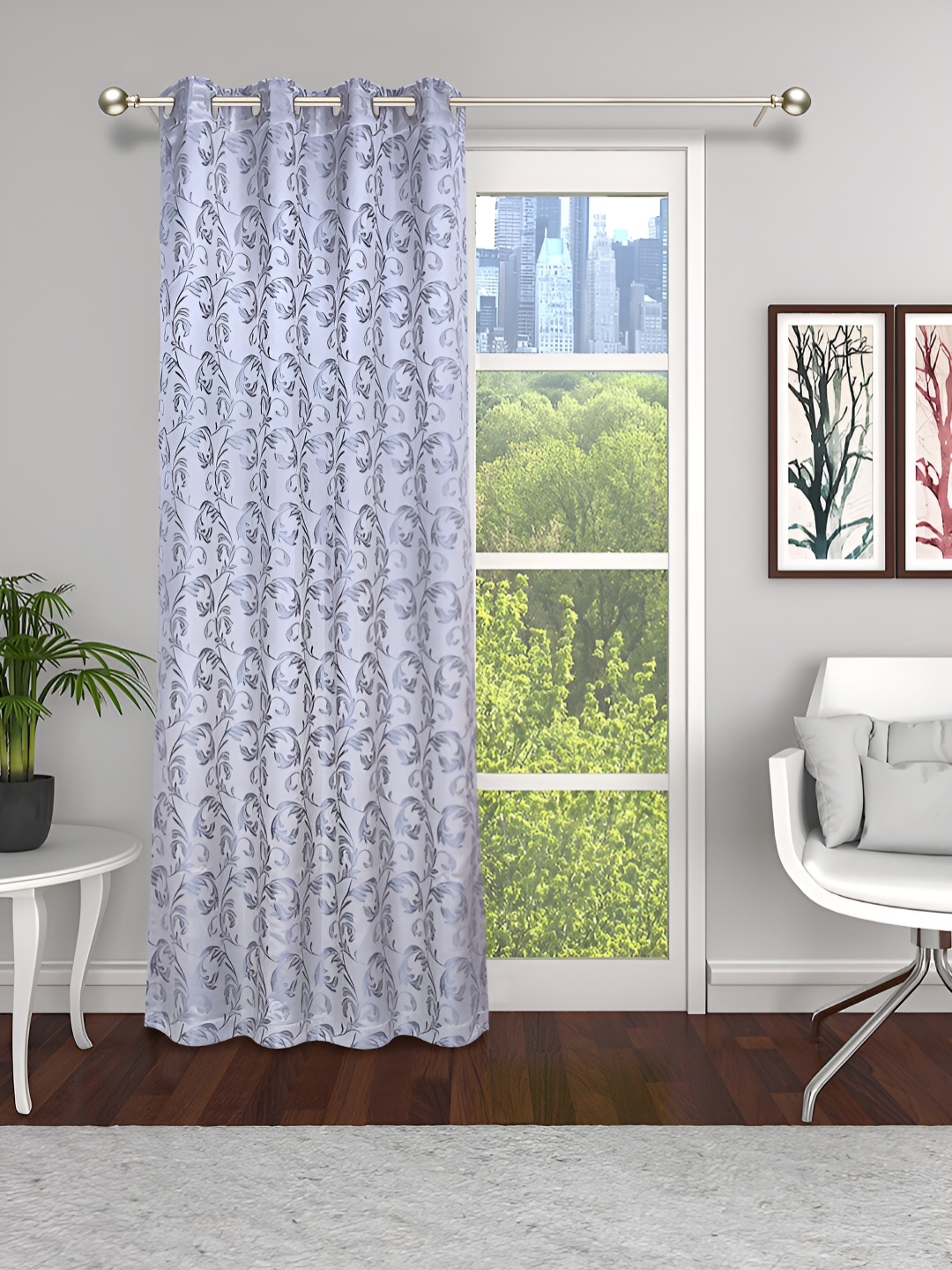 

THE CONVERSION Grey Floral Long Door Curtain