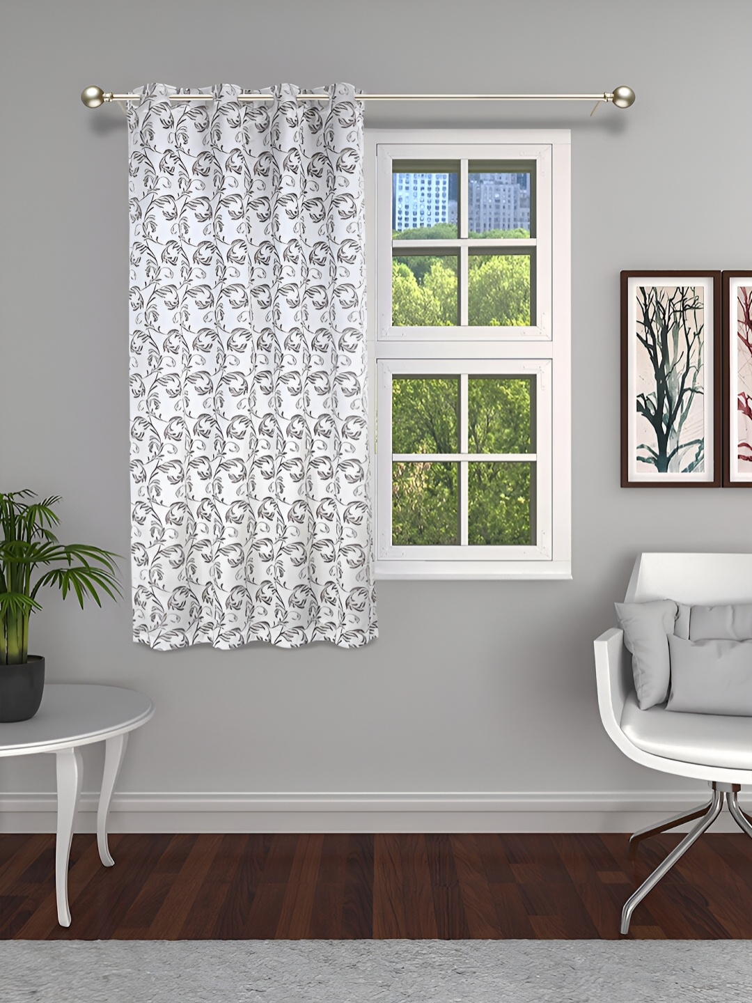 

THE CONVERSION Coffee Brown Floral Window Curtain
