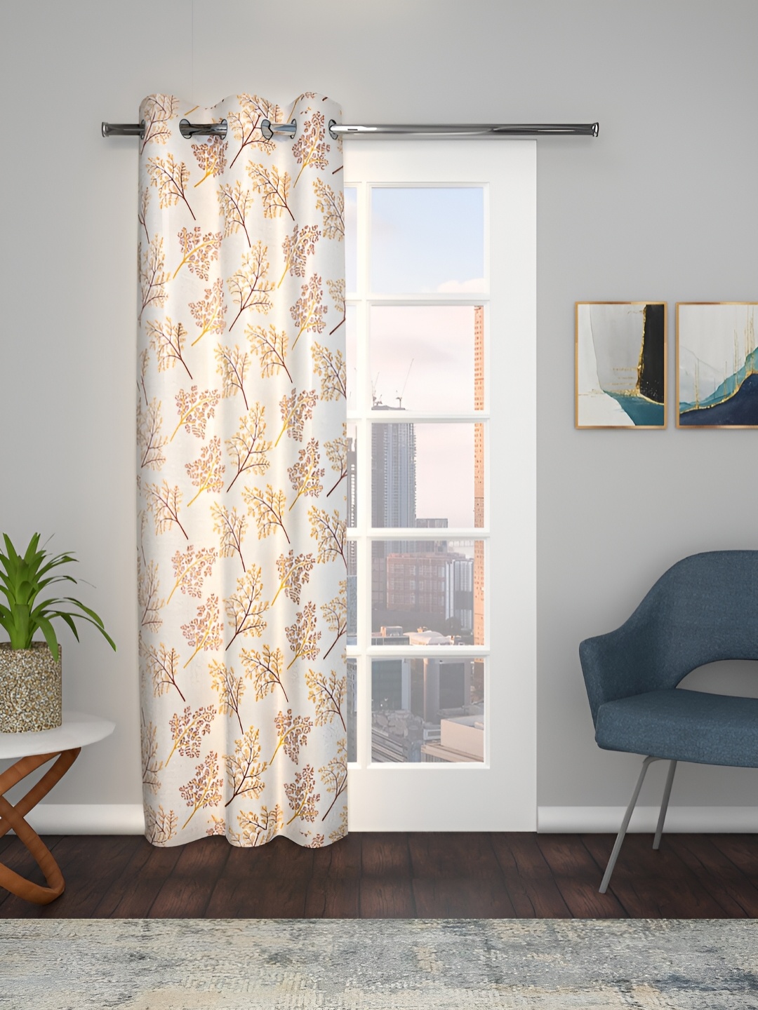 

THE CONVERSION Brown Floral Long Door Curtain