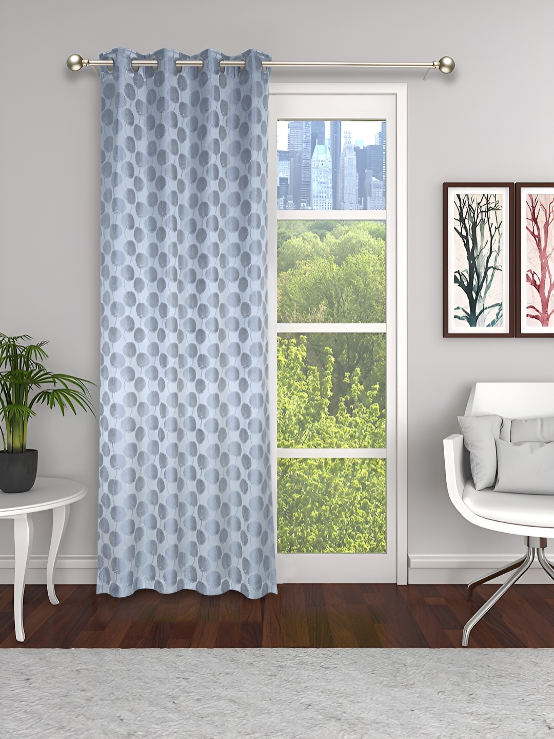 

THE CONVERSION Grey Floral Door Curtain
