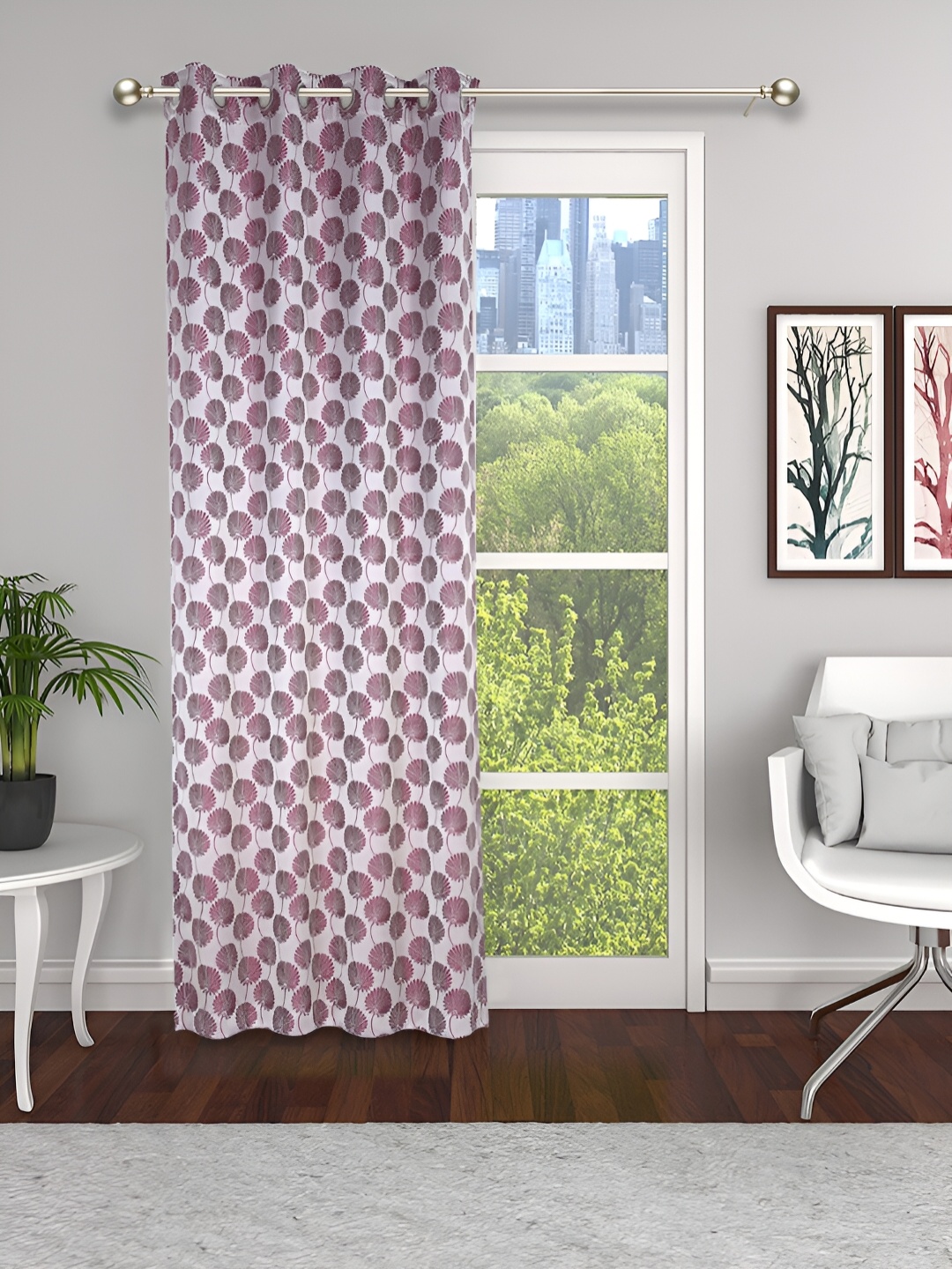 

THE CONVERSION Burgundy Floral Long Door Curtain