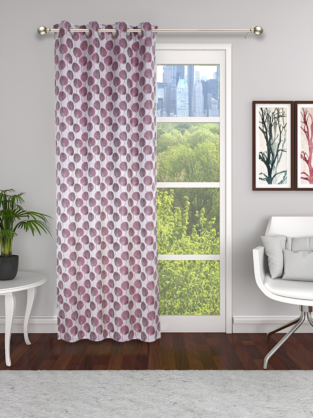 

THE CONVERSION Burgundy Floral Long Door Curtain