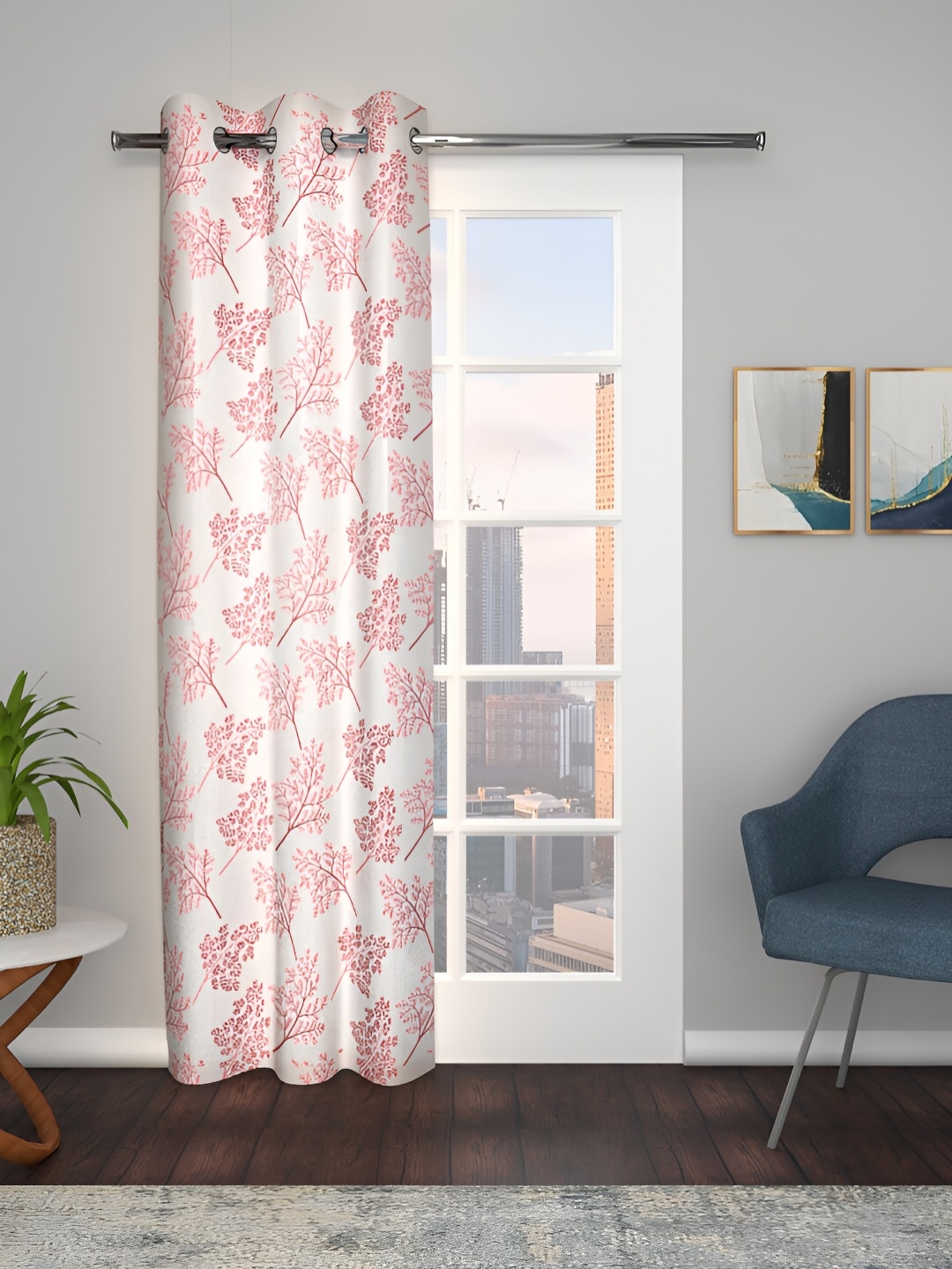 

THE CONVERSION Pink Floral Long Door Curtain