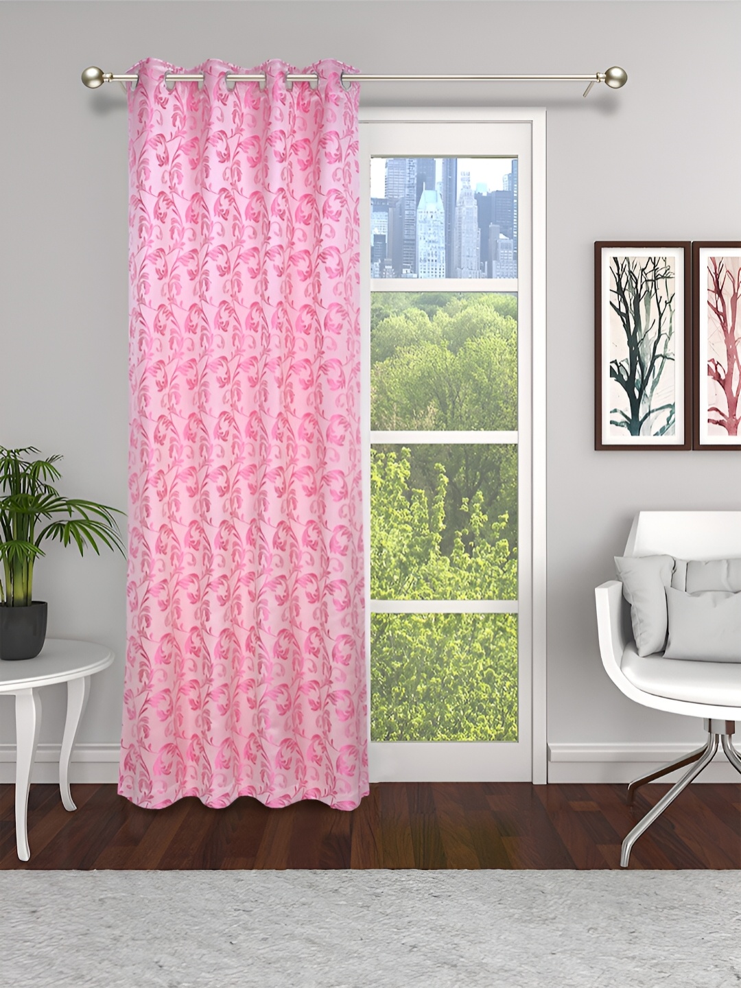 

THE CONVERSION Pink Floral Long Door Curtain