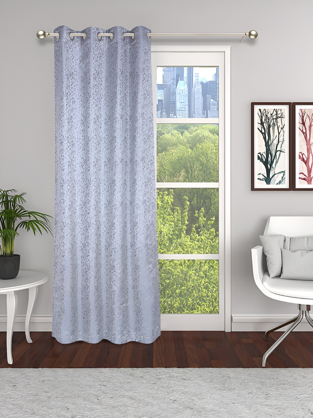 

THE CONVERSION Grey Abstract Room Darkening Long Door Curtain