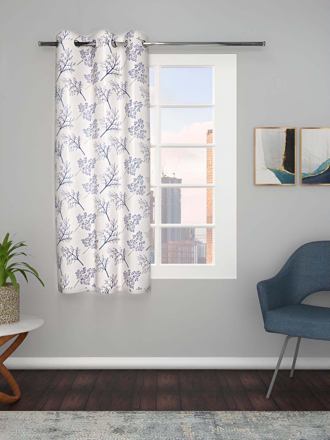 

THE CONVERSION Grey Floral Room Darkening Window Curtain