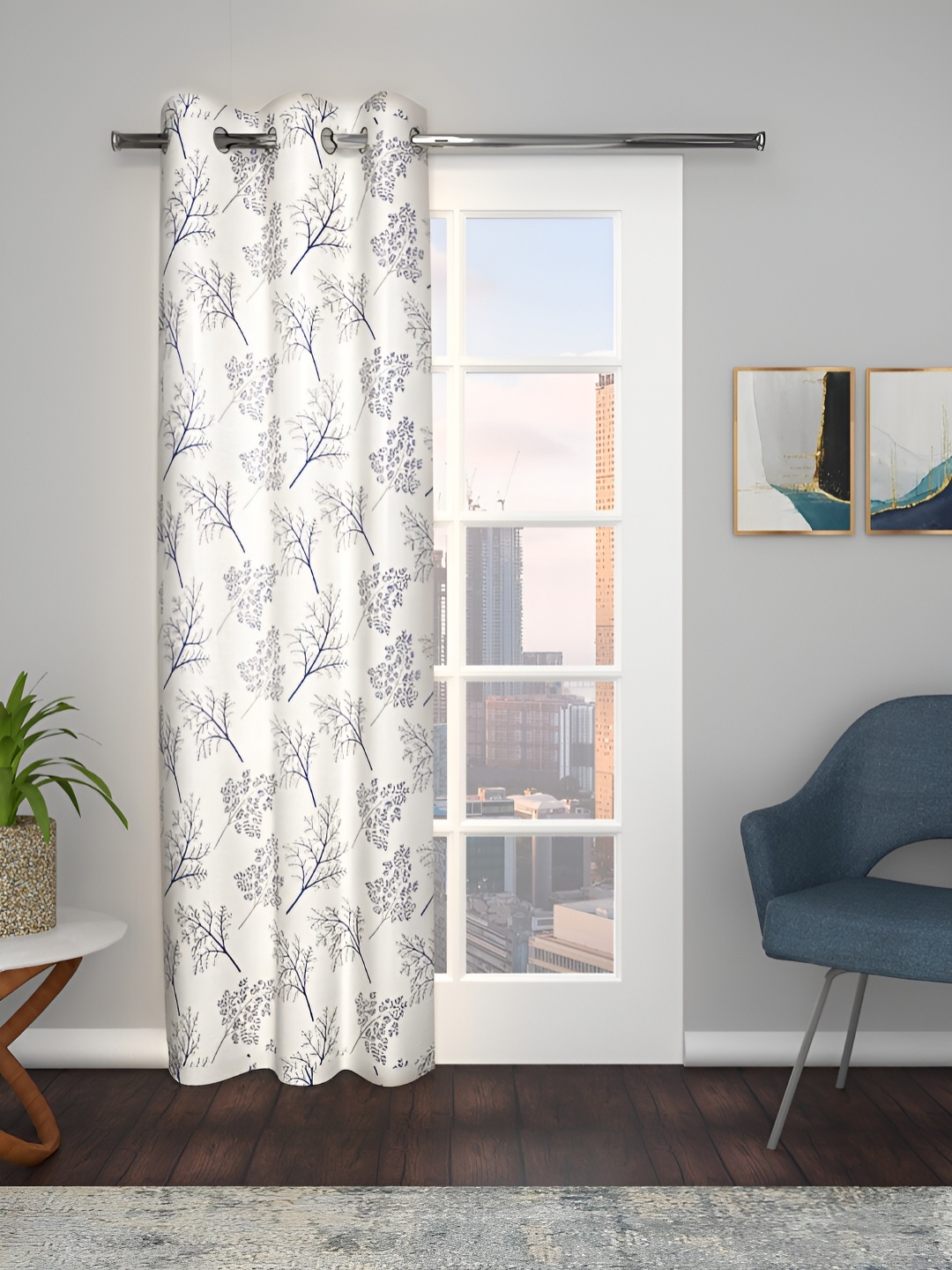 THE CONVERSION Grey Floral Door Curtain