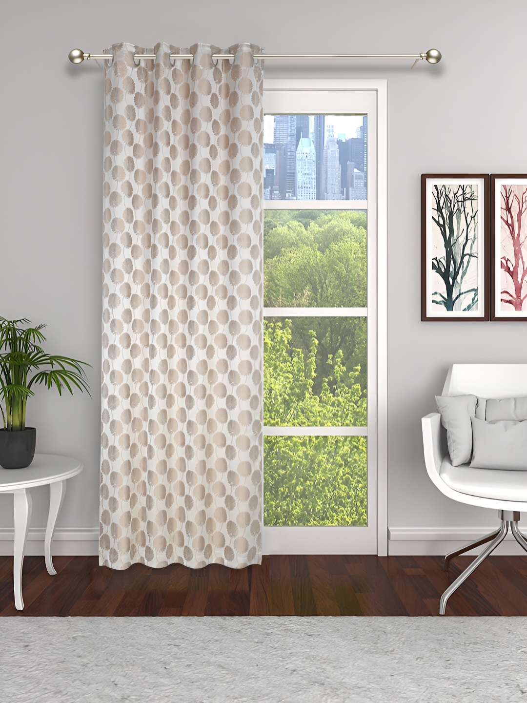 

THE CONVERSION Gold Toned Floral Long Door Curtain