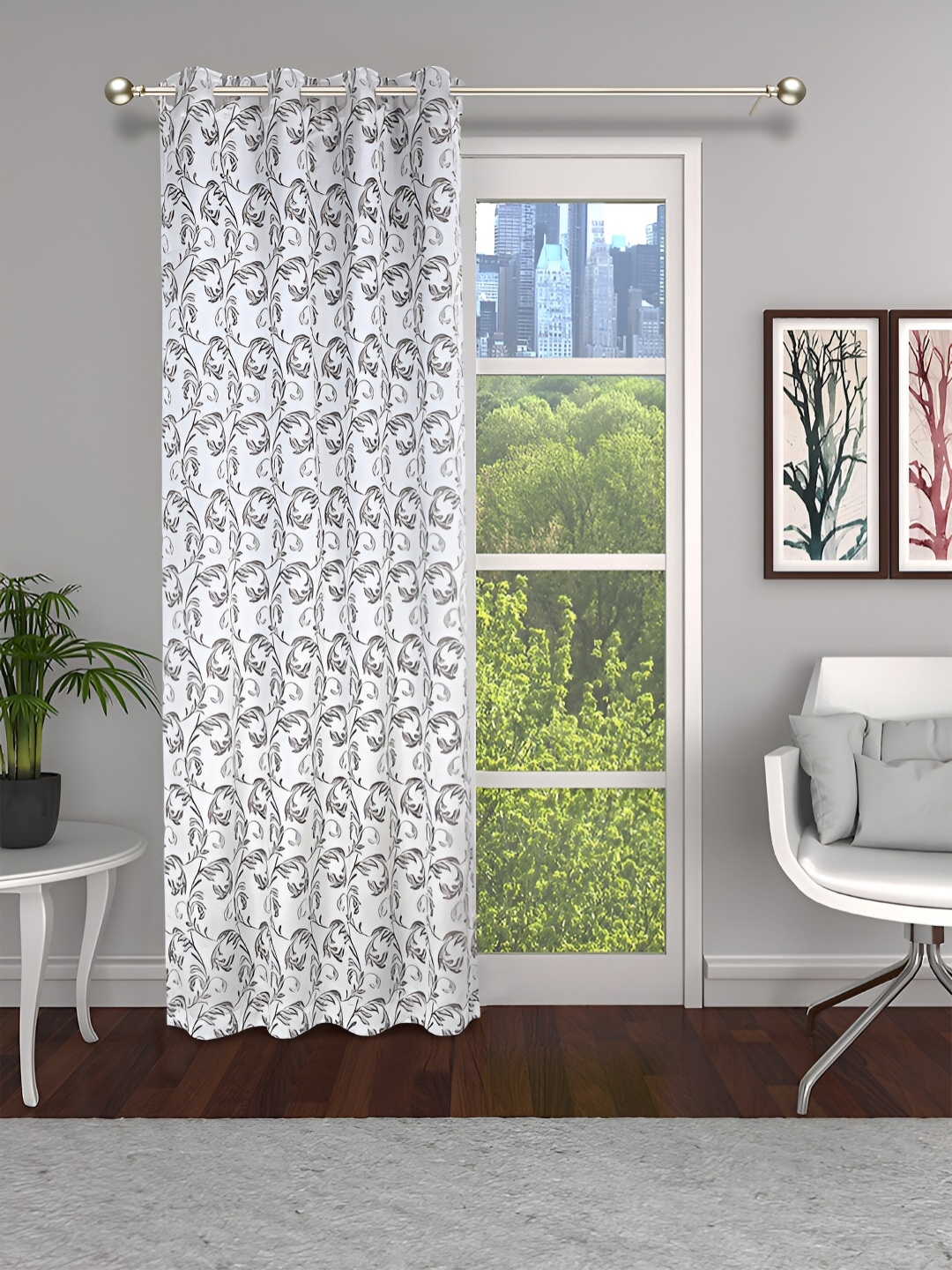 

THE CONVERSION Coffee Brown Floral Door Curtain