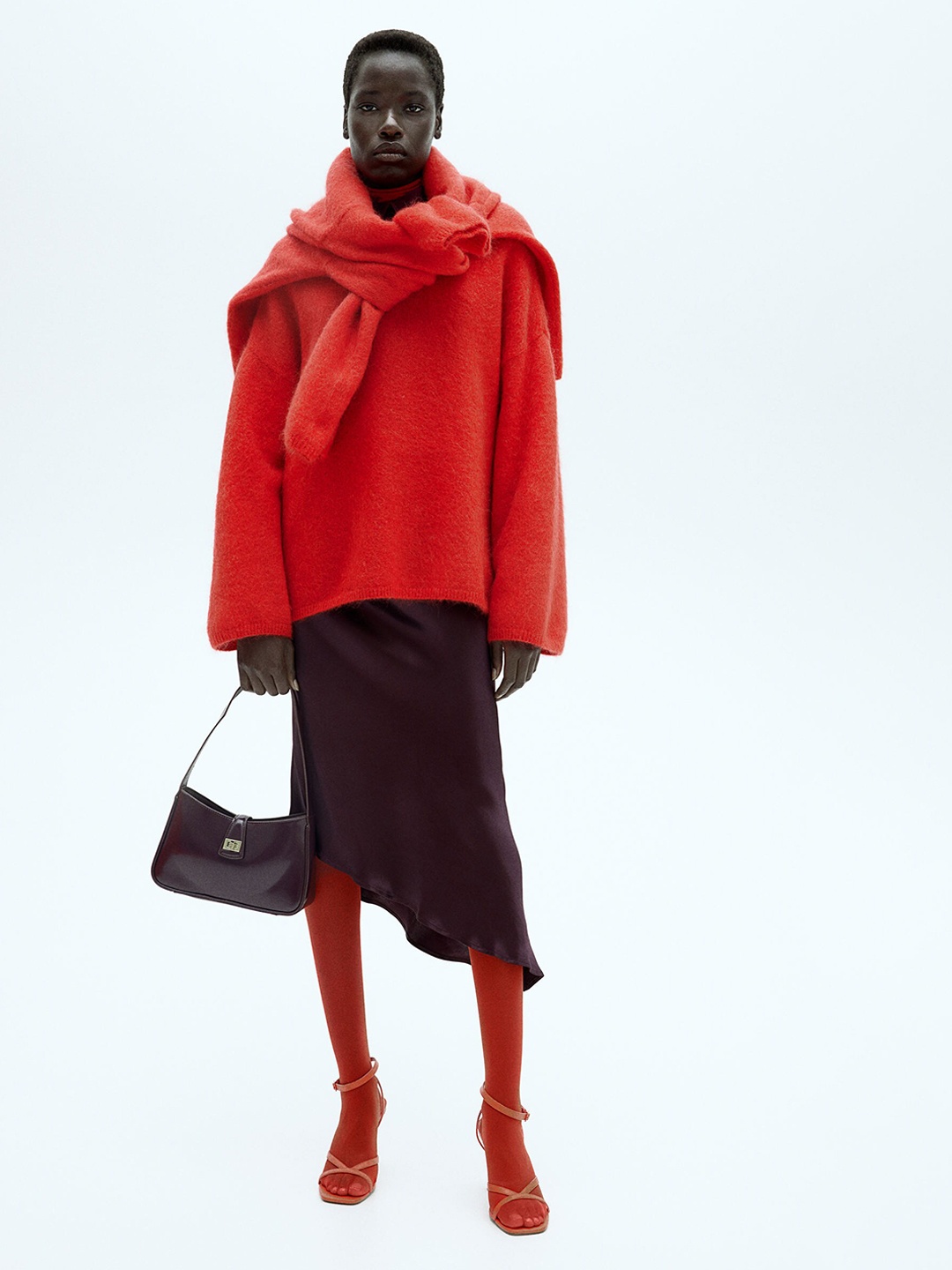 

H&M Cherry Red Oversized Mohair-Blend Jumper