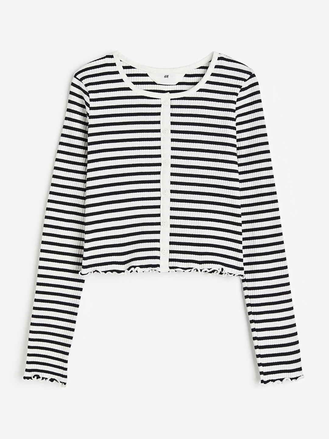 

H&M Ribbed Jersey Cardigan, White