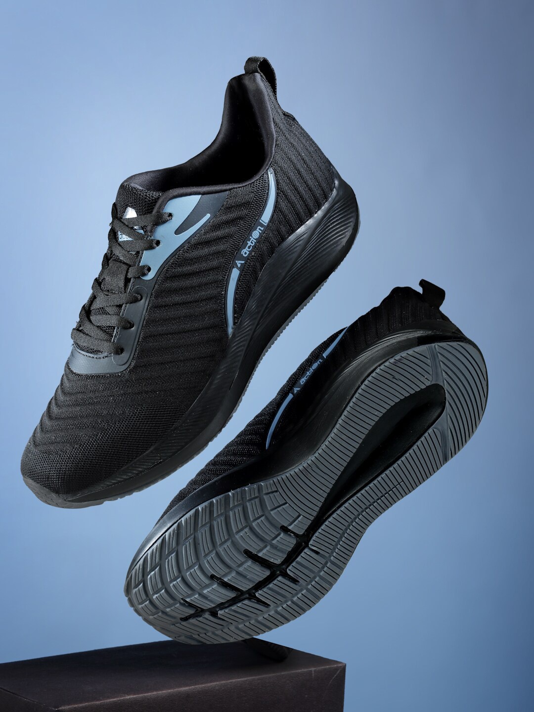 Action Men Lightweight Mesh Running Shoes, Black