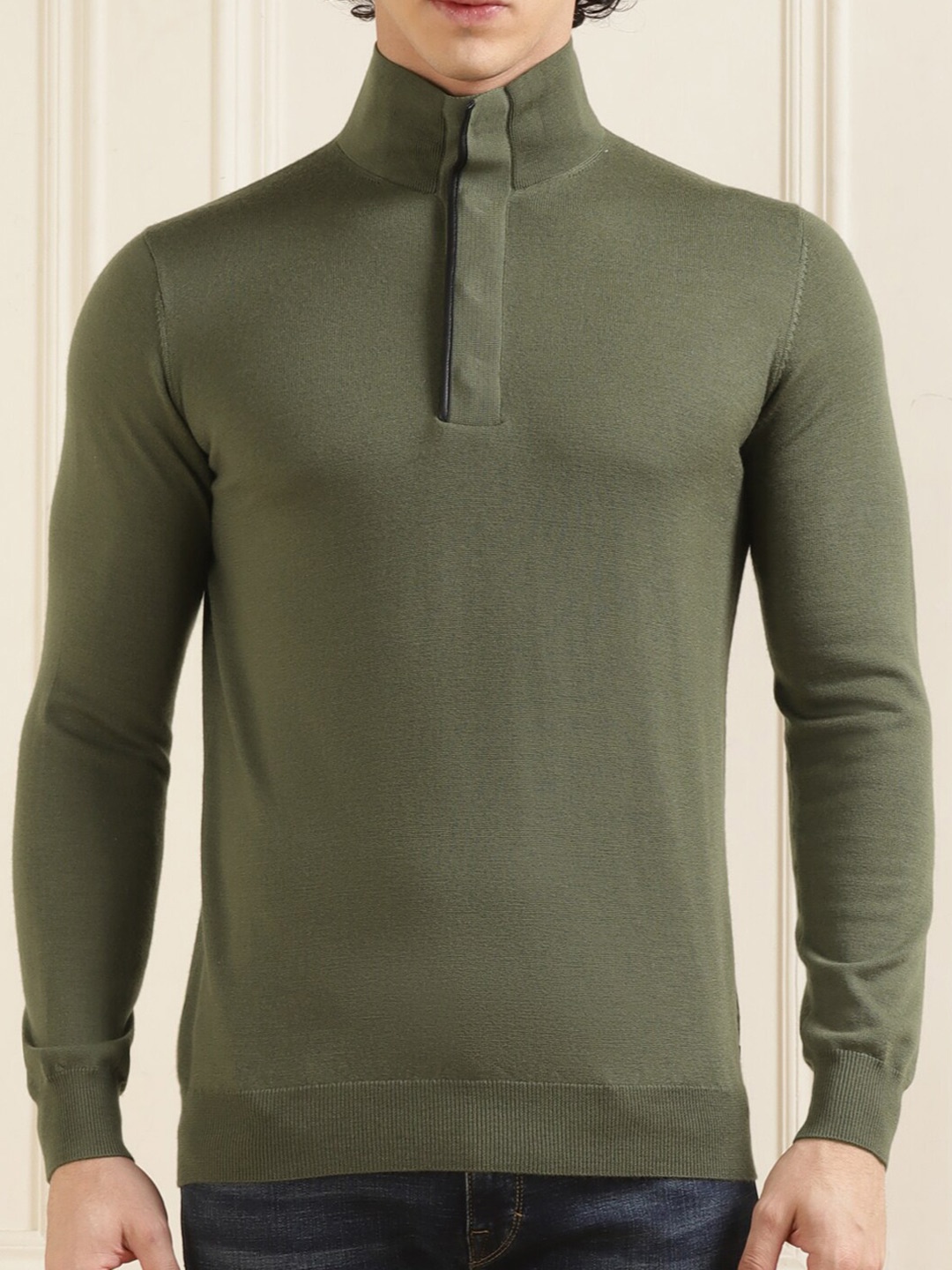 

Karl Lagerfeld Mock Collar Woollen Pullover Sweatshirt, Green