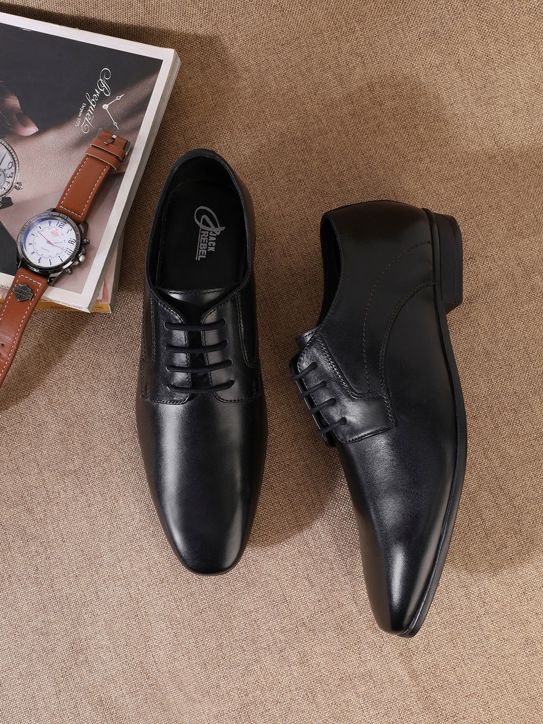 

Jack Rebel Men Classy Derbys Formal Shoes, Black