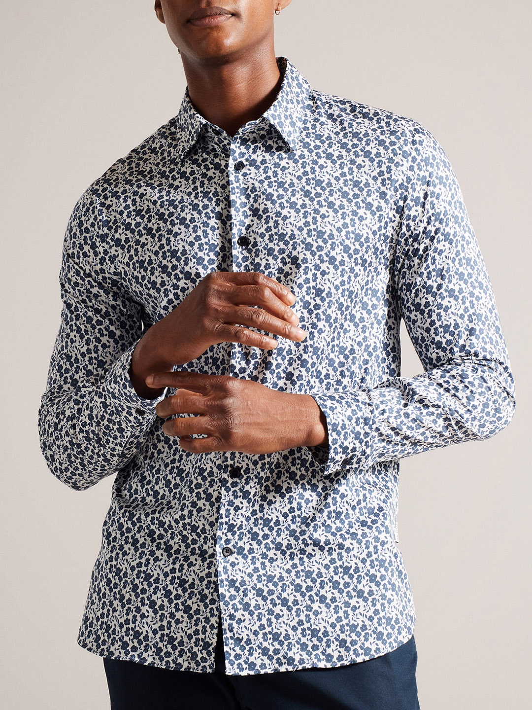 

Ted Baker Slim Fit Floral Printed Shirt, White