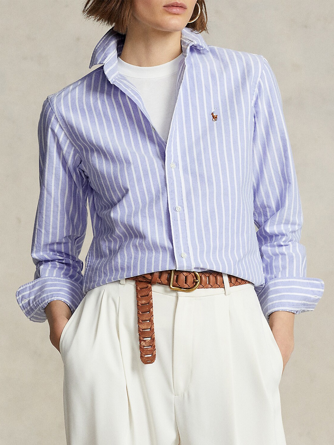 

Polo Ralph Lauren Striped Cotton Classic Fit Formal Shirts, Blue