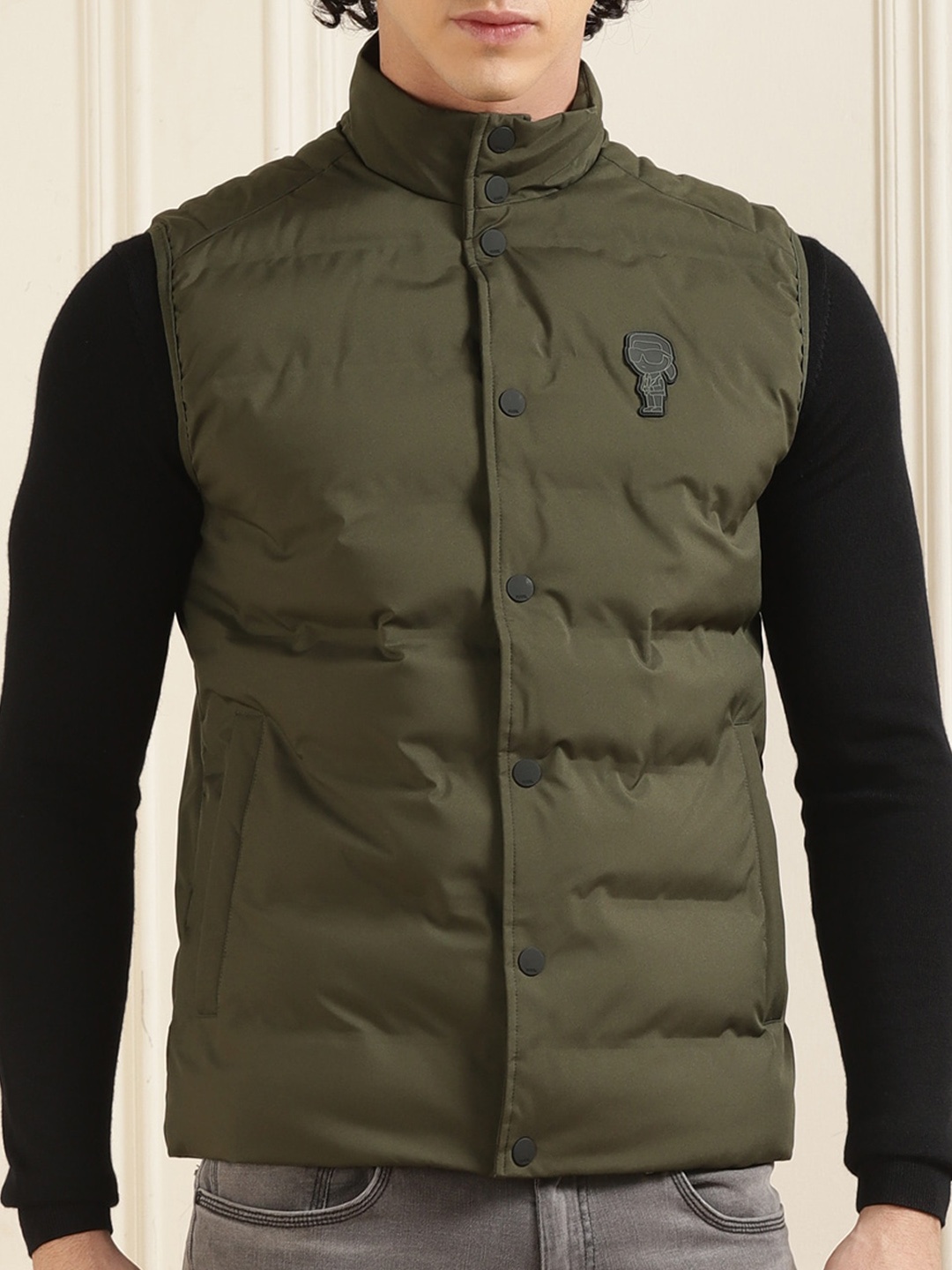 

Karl Lagerfeld Mock Collar Puffer Jacket, Green