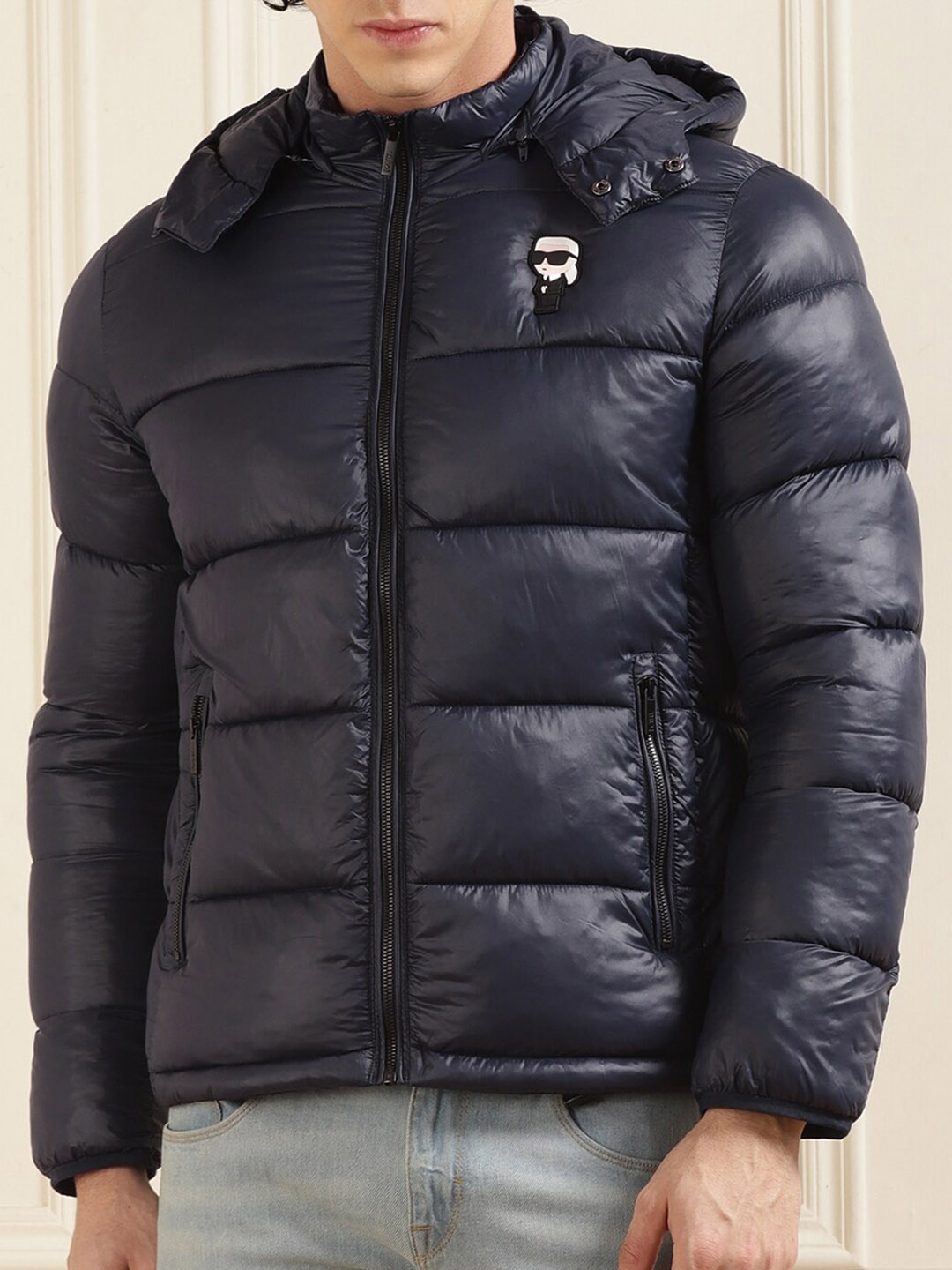 

Karl Lagerfeld Hooded Puffer Jacket, Navy blue