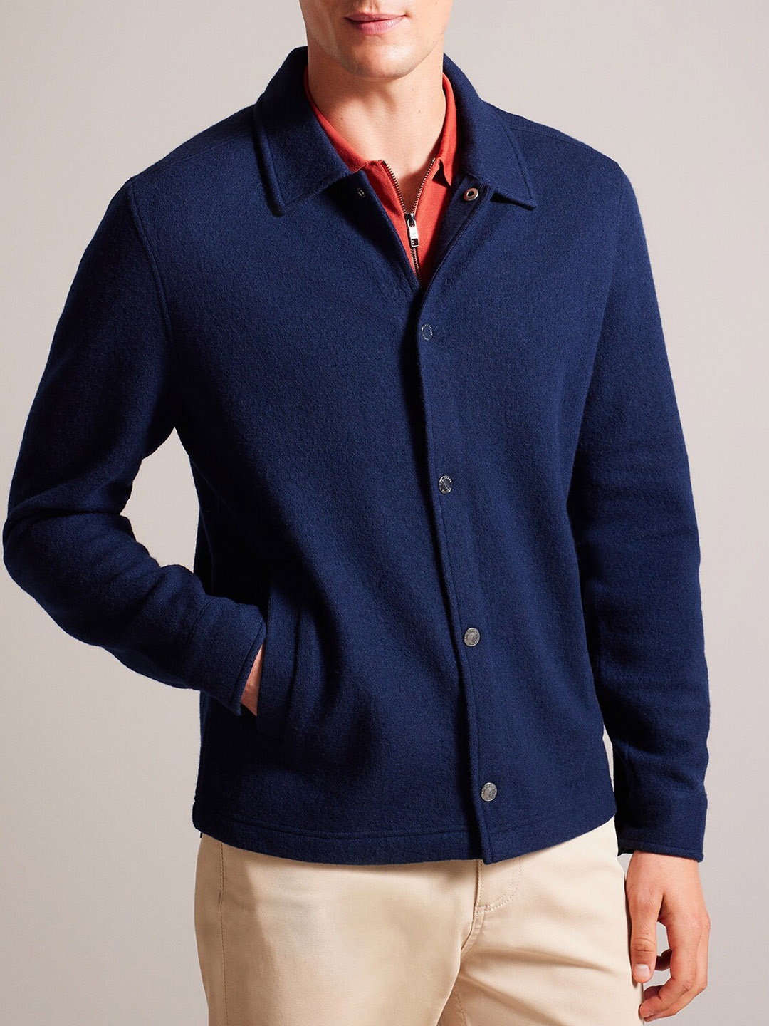 

Ted Baker Spread Collar Woollen Tailored Jacket, Navy blue
