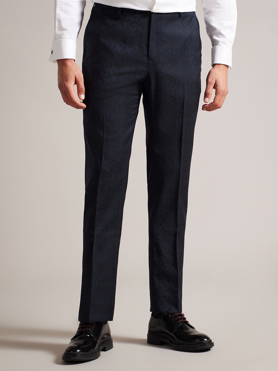 

Ted Baker Men Slim Fit Woollen Formal Trousers, Navy blue