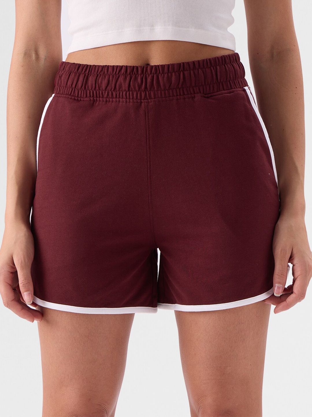 

The Souled Store Women Mid-Rise Pure Cotton Shorts, Burgundy