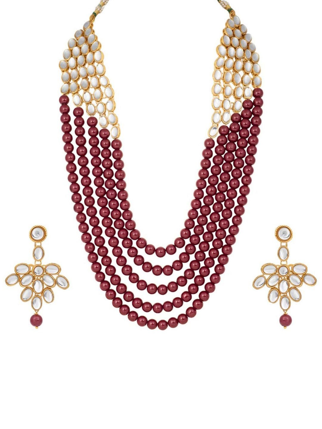 

I Jewels Gold-Plated Kundan Studded Jewellery Set