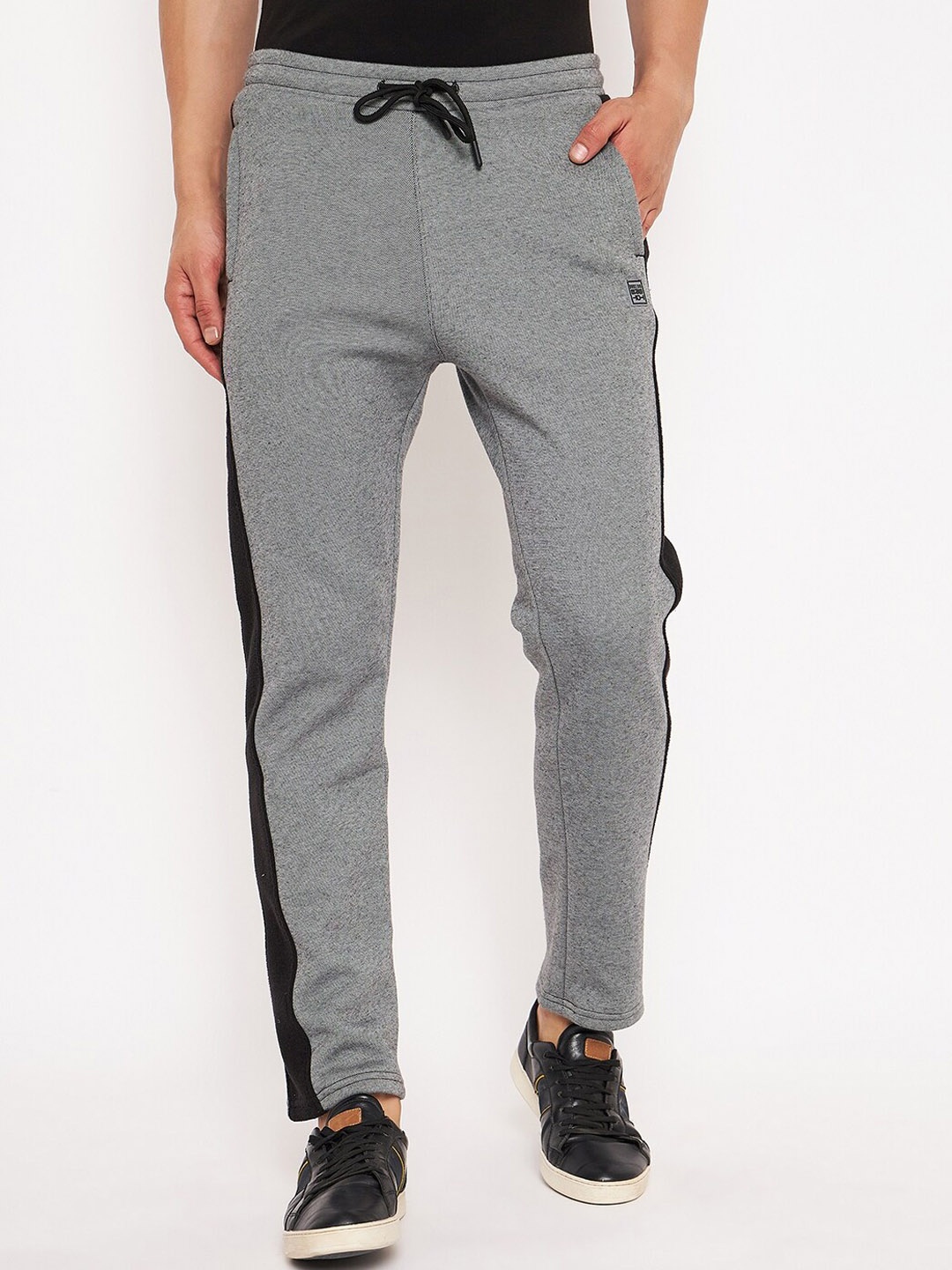 

Duke Men Colourblocked Mid-Rise Cotton Track Pant, Grey