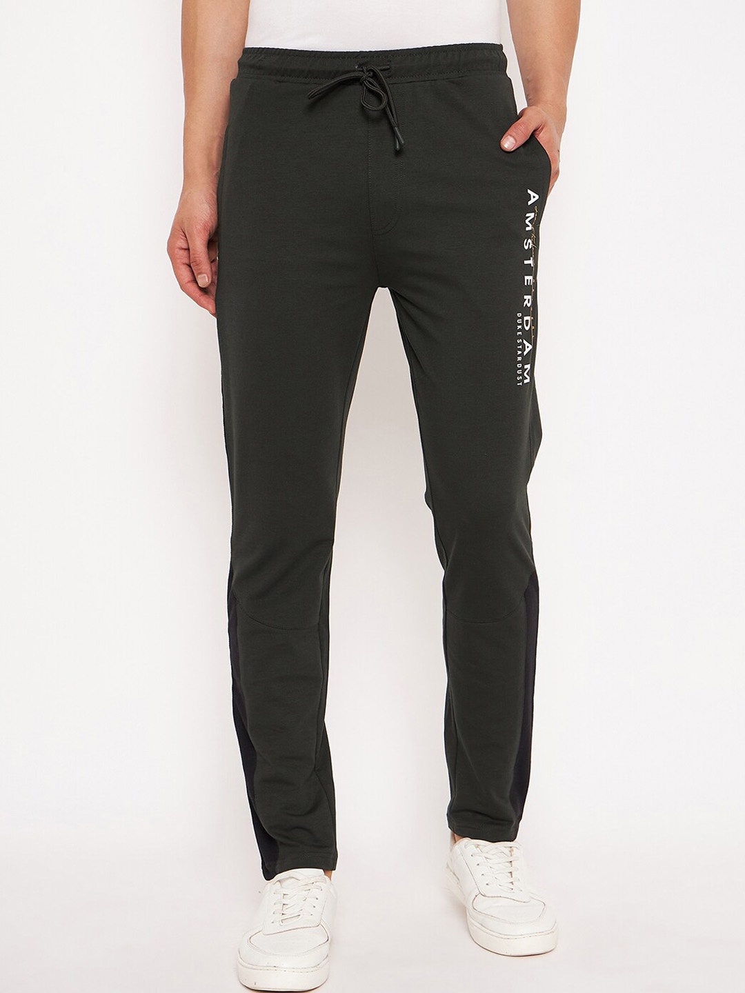 

Duke Men Cotton Mid-Rise Track Pants, Green