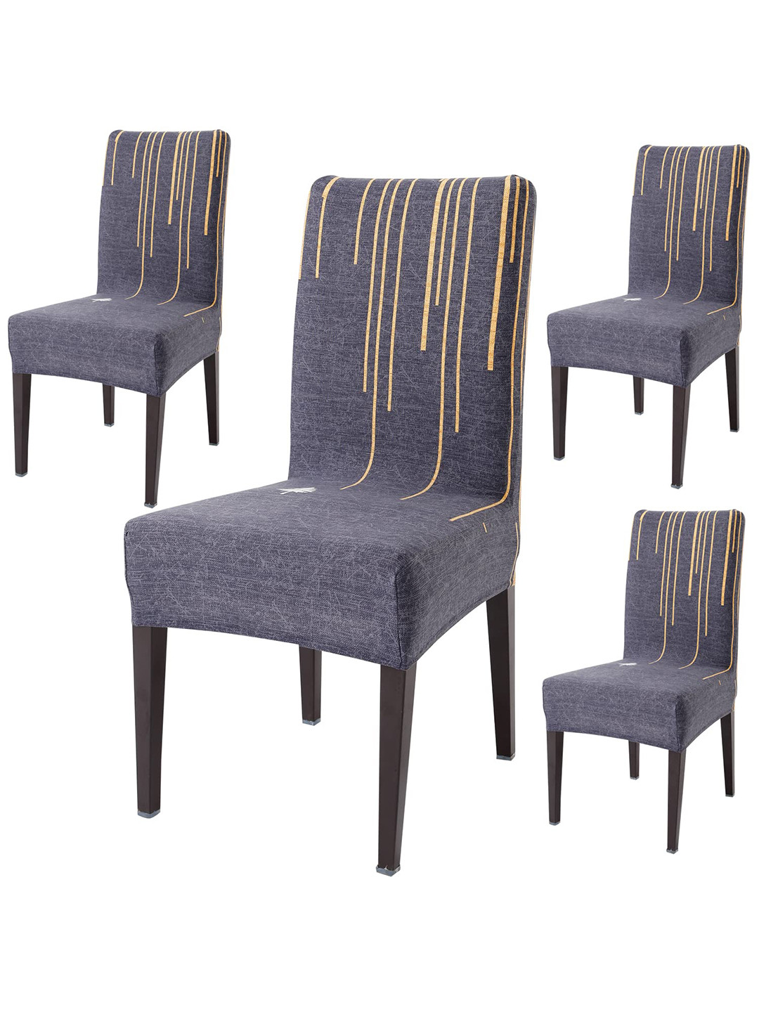 

HOKIPO Blue & Yellow 4 Pieces Printed Stretchable Chair Covers