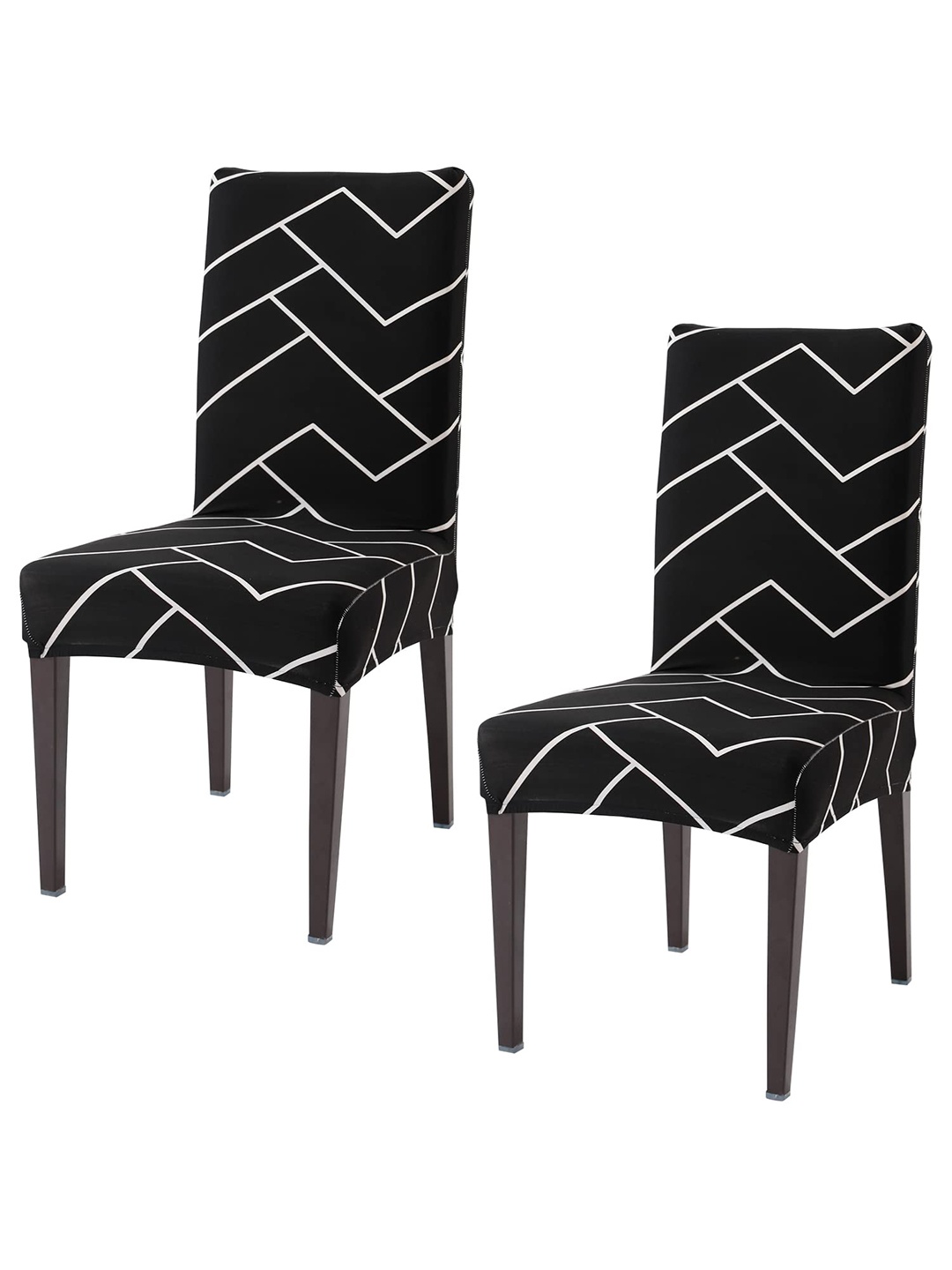 

HOKIPO Black & White 2 Pieces Geometric Printed Stretchable Chair Covers