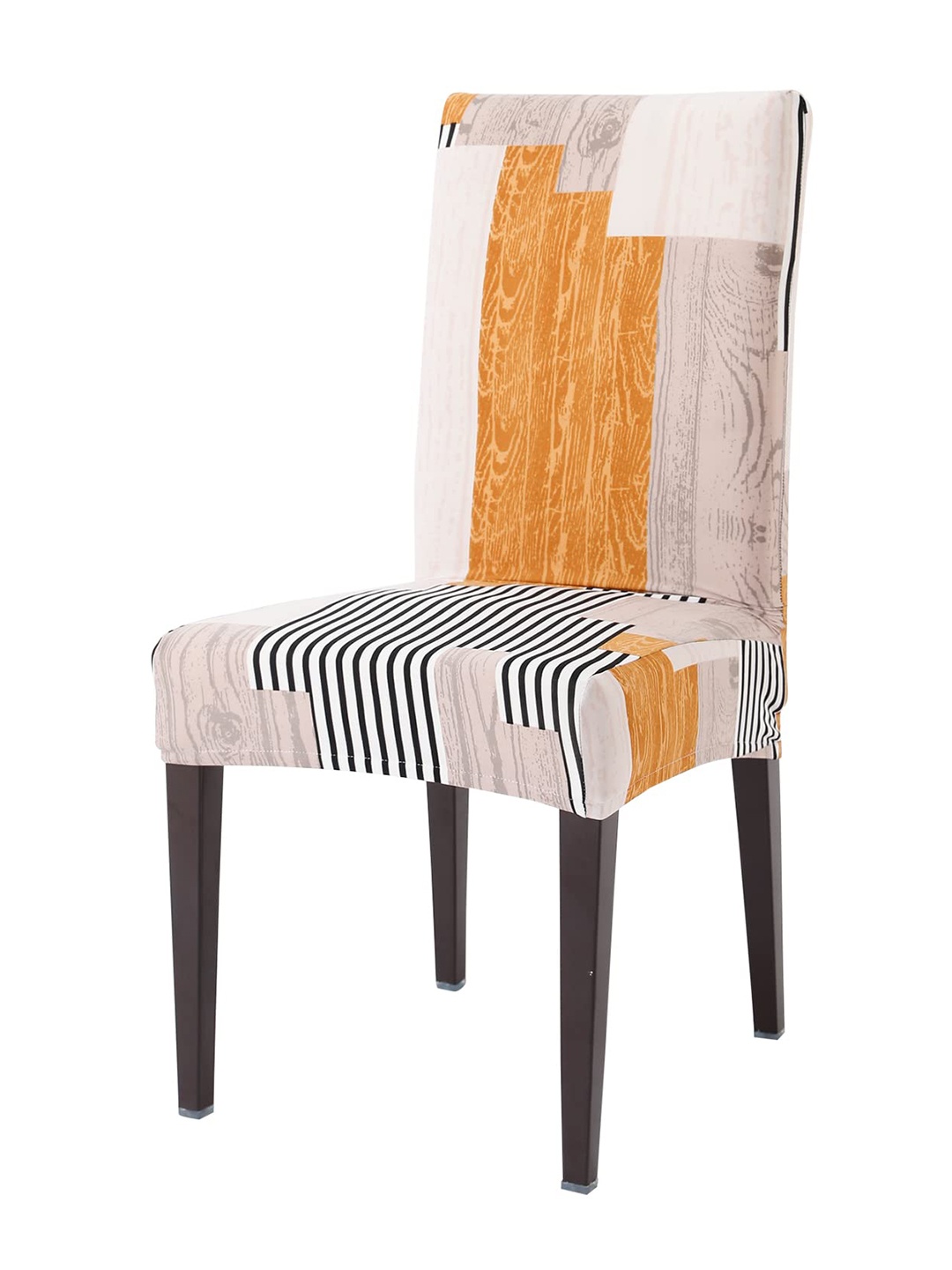 

HOKIPO Beige & Brown Printed Stretchable Chair Cover