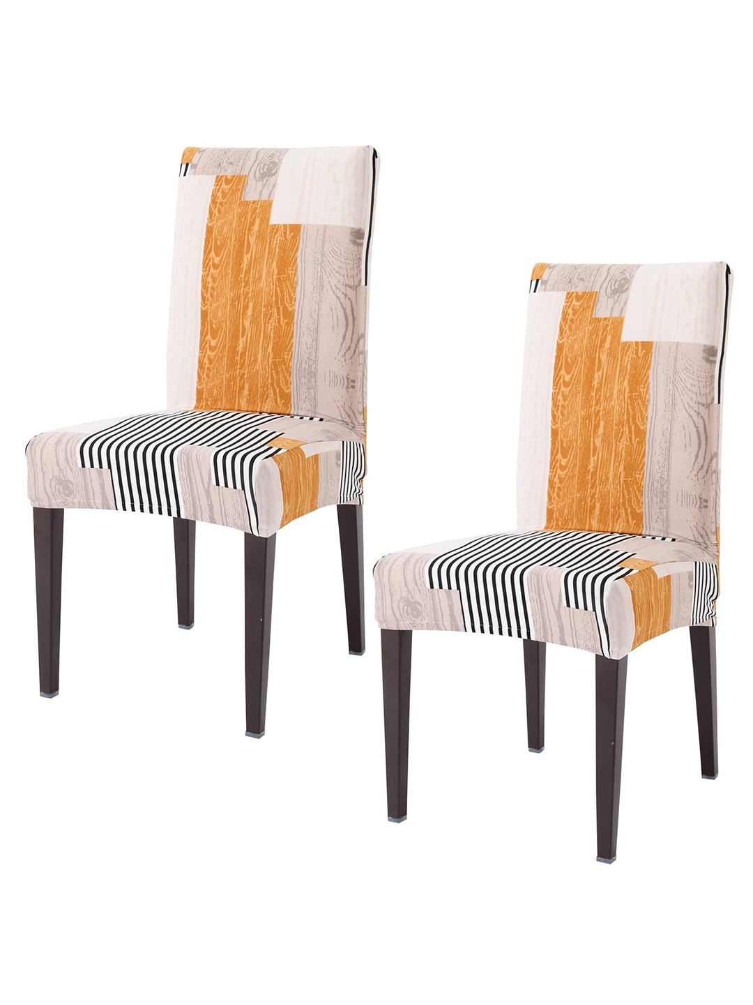 

HOKIPO Beige & Brown 2 Pieces Geometric Printed Stretchable Chair Covers