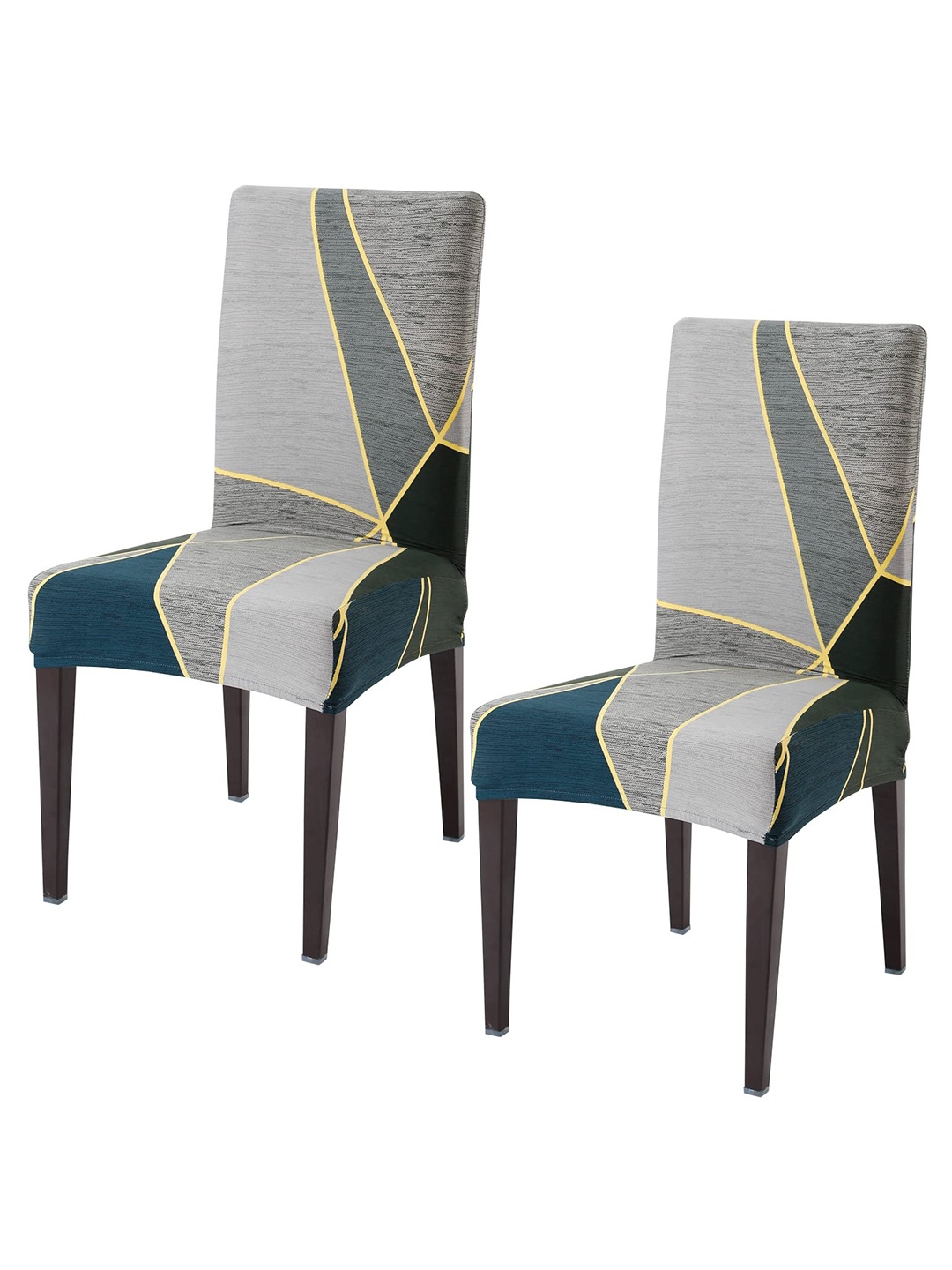 

HOKIPO Green & Grey 2 Pieces Printed Stretchable Chair Covers