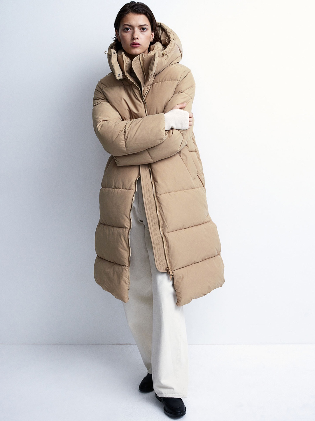 

H&M Water-Repellent Puffer Coat, Beige