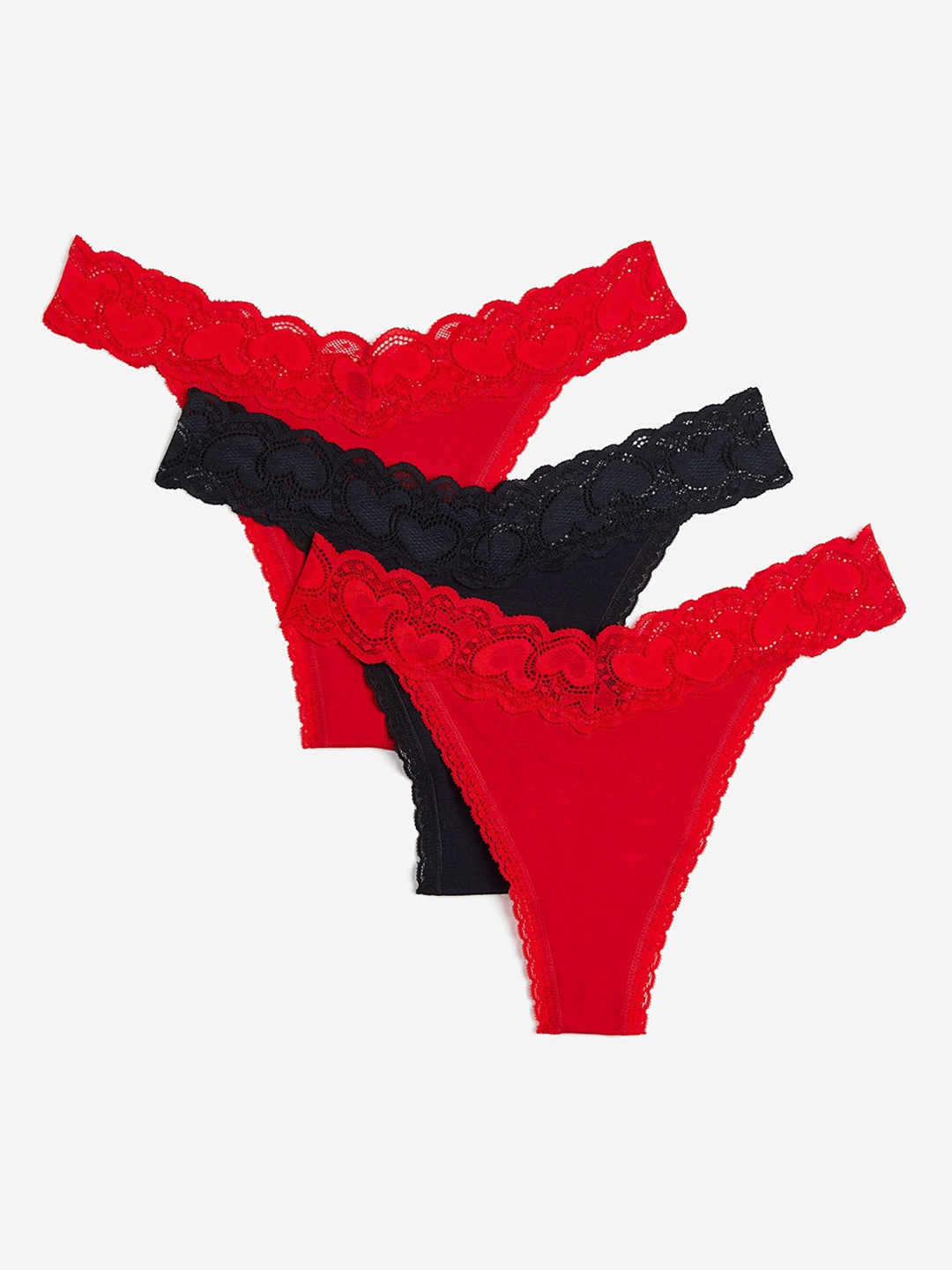 

H&M 3-Pack Cotton Thong Briefs, Black