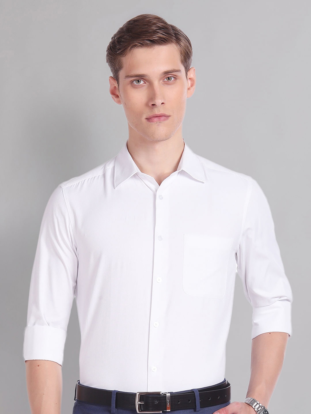 

AD By Arvind Textured Dobby Formal Shirt, White