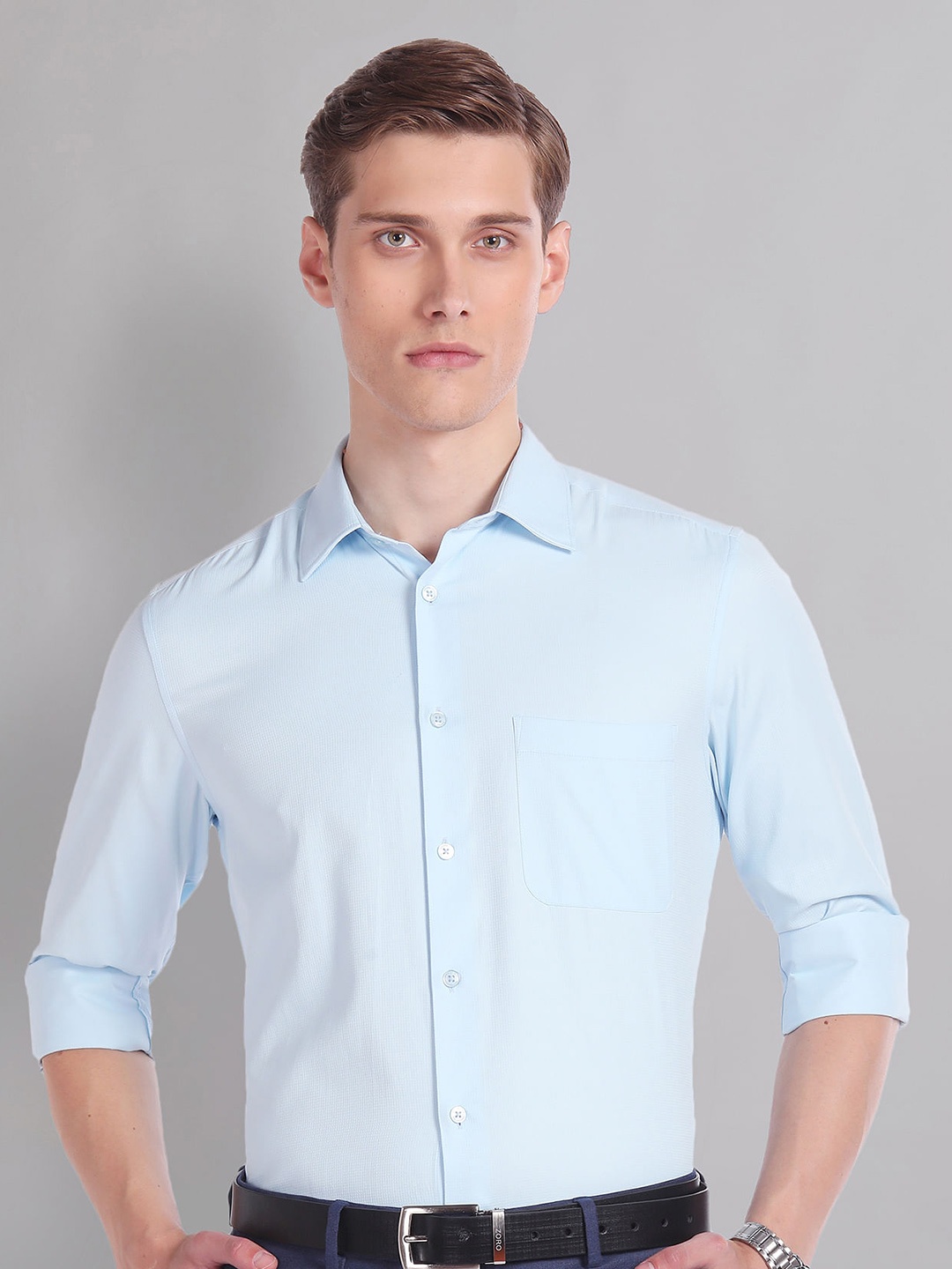 

AD By Arvind Textured Dobby Formal Shirt, Blue