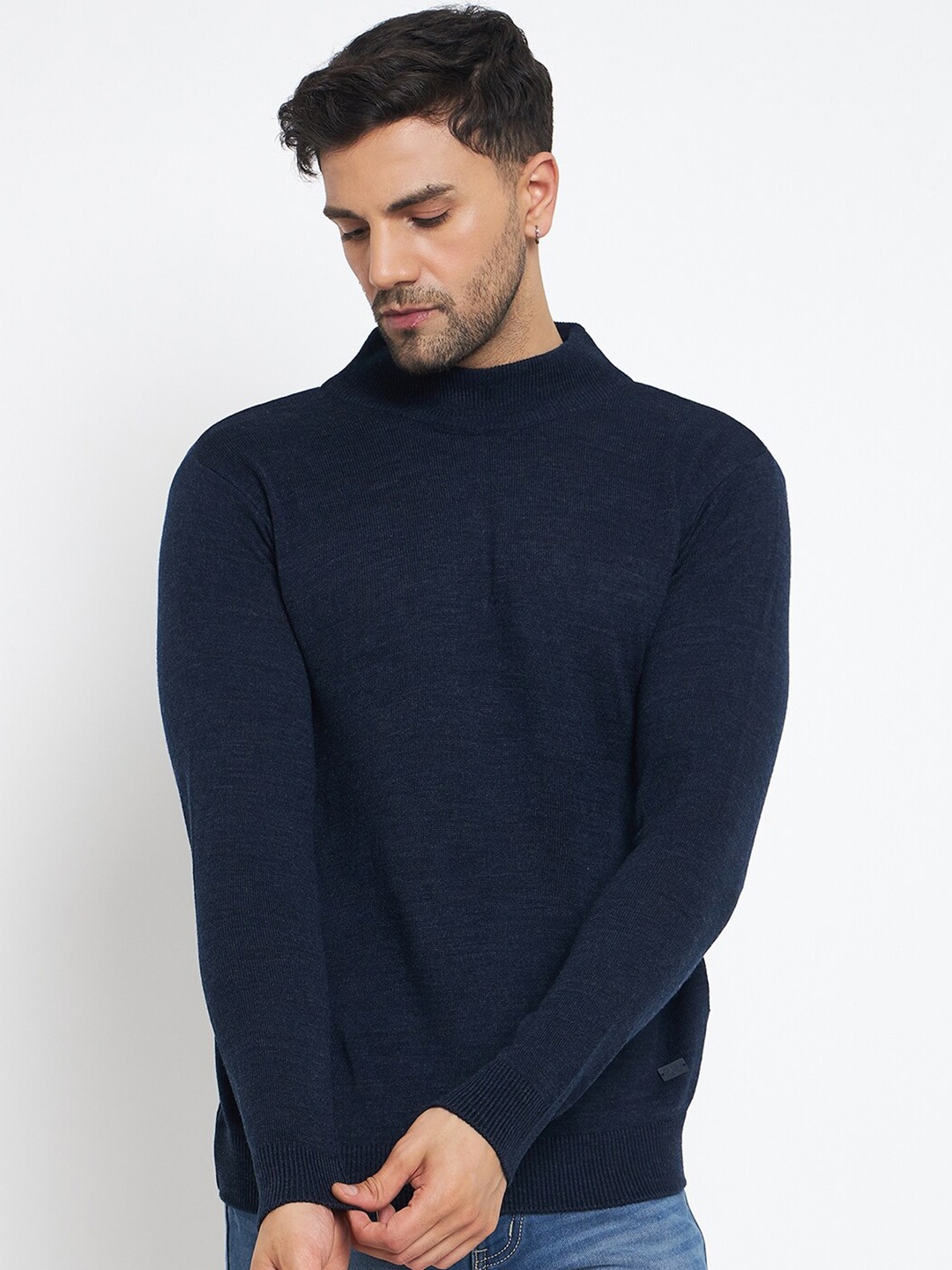 

Duke Turtle Neck Long Sleeves Acrylic Pullover Sweater, Navy blue