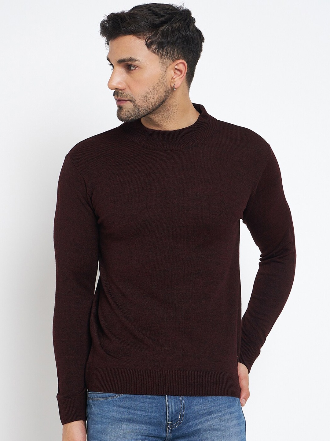 

Duke Turtle Neck Long Sleeves Acrylic Pullover Sweater, Maroon