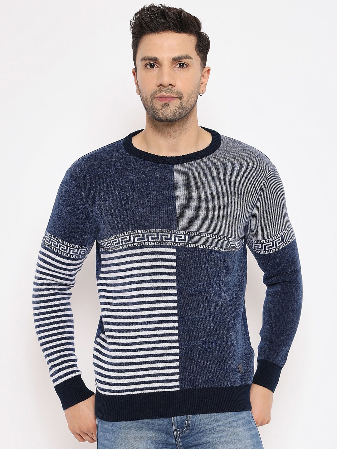 

Duke Striped Long Sleeves Acrylic Pullover, Blue