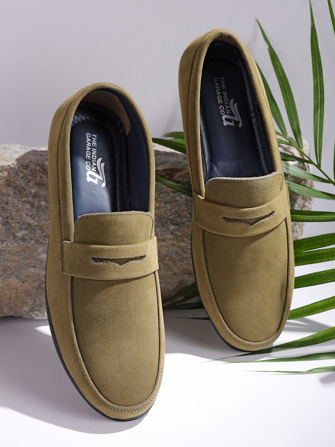 

The Indian Garage Co Men Comfort Insole Penny Loafers, Olive