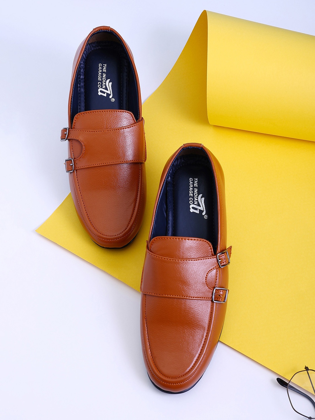 

The Indian Garage Co Men Double Strap Comfort Insole Monks, Tan