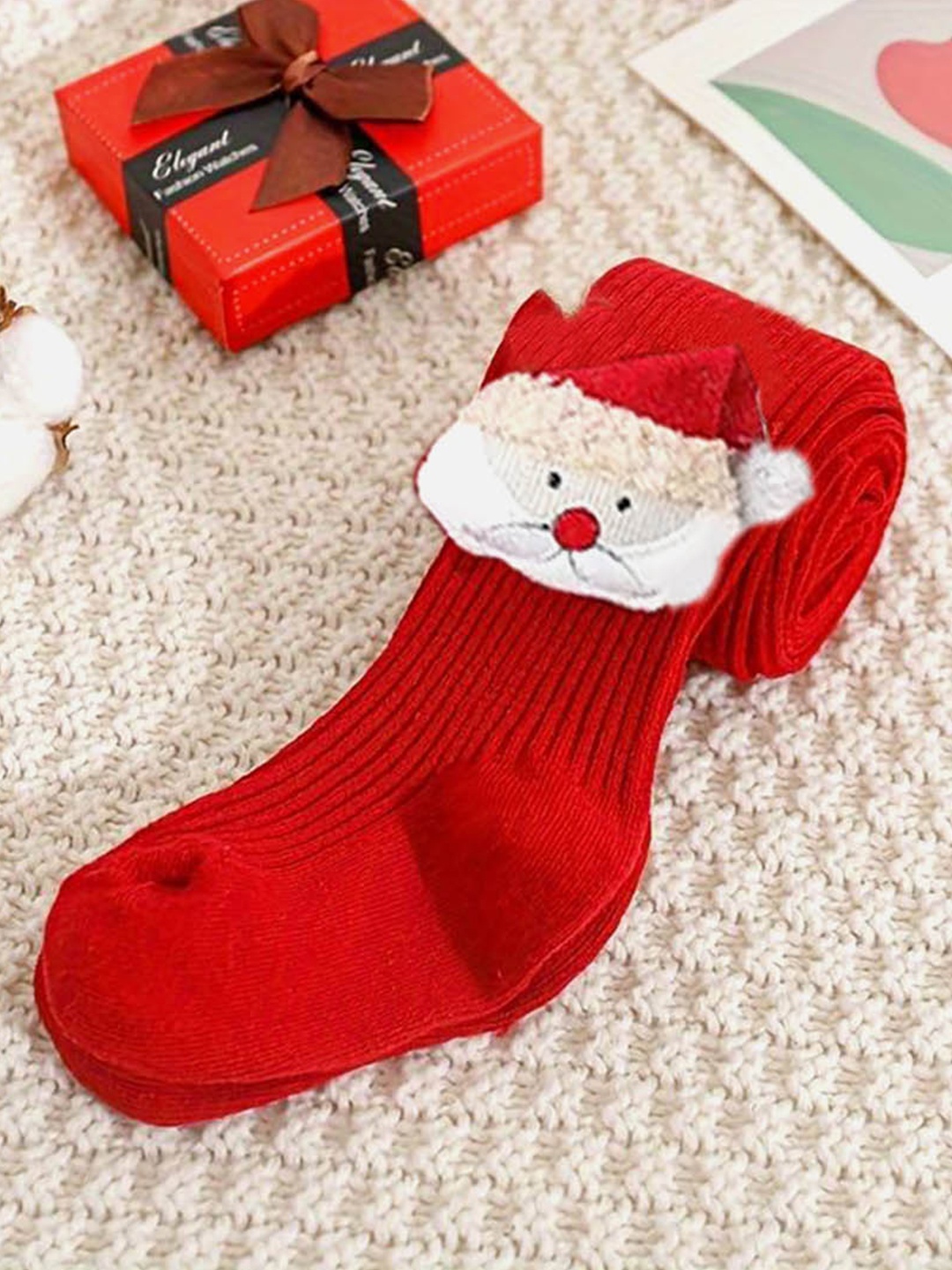 

Little Surprise Box LLP Kids Christmas Glitter Santa Full Length Stockings, Red