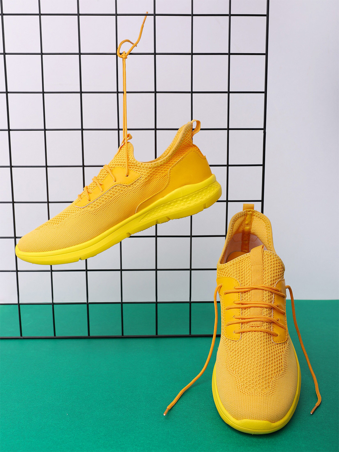 

The Indian Garage Co Men Mesh Walking Shoes, Yellow