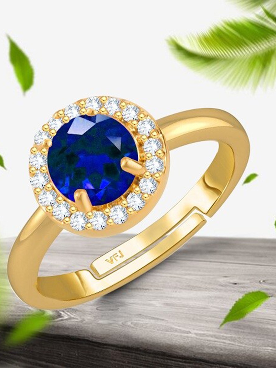 

Vighnaharta Gold-Plated American Diamond Studded Adjustable Finger Ring